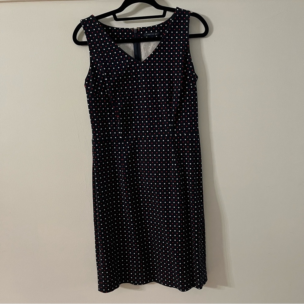 Tommy Hilfiger Polka Dot Red White & dark Blue Sleeveless Dress w/out Lining 8